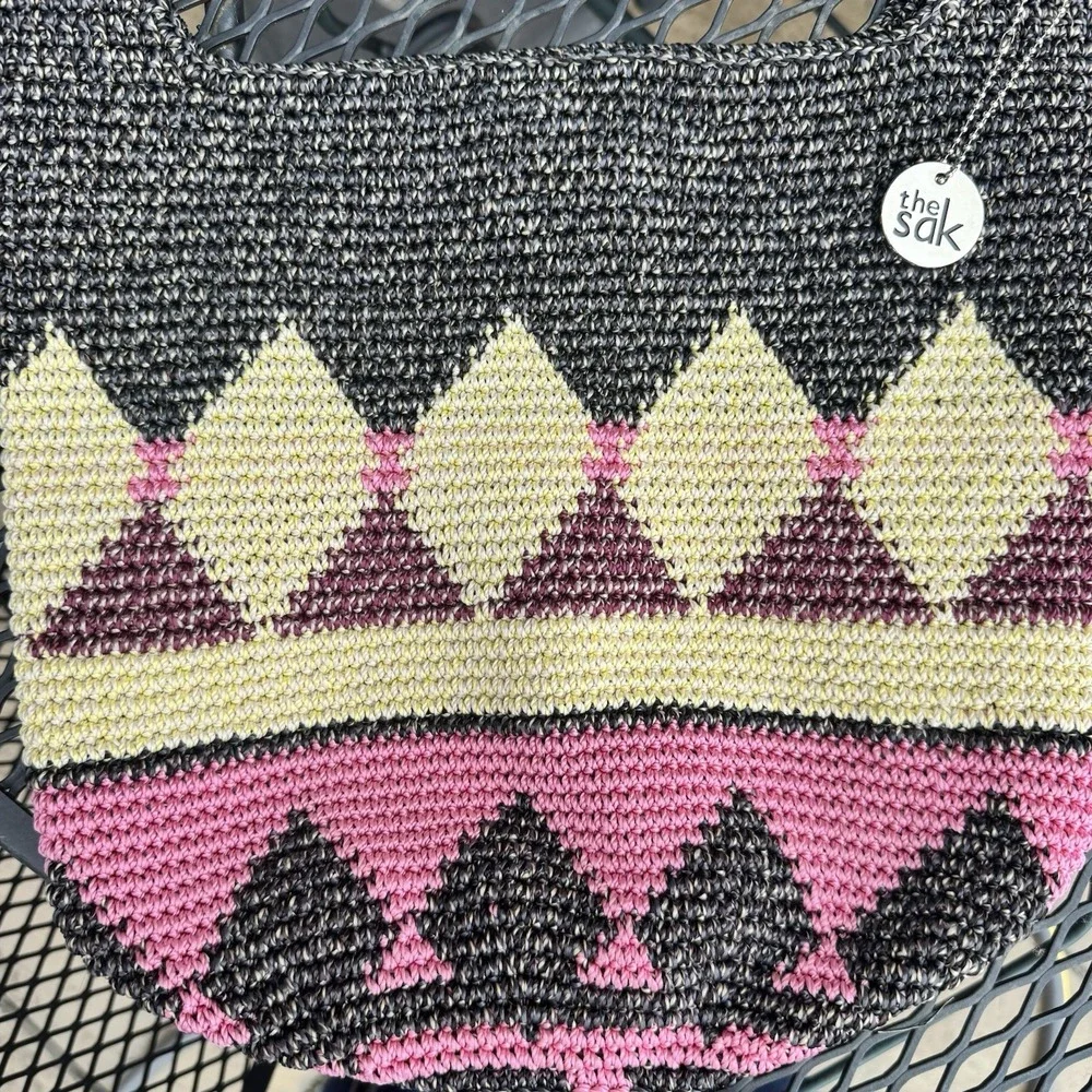 The Sak Hand-Crochet ~ Signed & Dated Hobo Carryall Shoulder Bag Made in Bali
